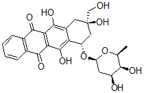 CAS 登录号:100648-98-4, 4-O-(2',6'-二脱氧吡喃己糖苷)-1,2,3,4-四氢-2,4,5,12-四羟基-2-羟基甲基-6,11-并四苯醌