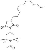 CAS 登录号:106917-31-1, 1-(1-乙酰基-2,2,6,6-四甲基哌啶-4-基)-3-十二烷基吡咯烷-2,5-二酮