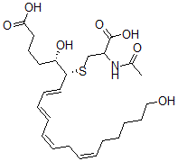 CAS 登录号:107701-63-3, (5S,6R,7E,9E,11Z,14Z)-6-(2-乙酰氨基-3-羟基-3-氧代丙基)硫基-5,20-二羟基二十碳-7,9,11,14-四烯酸