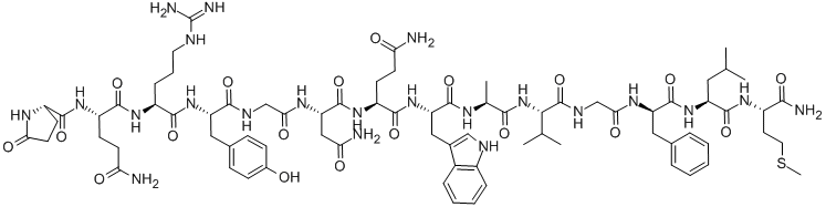 CAS 登录号:108437-89-4, 5-氧代-L-脯氨酰-L-谷氨酰胺酰-L-精氨酰-L-酪氨酰甘氨酰-L-天冬氨酰胺酰-L-谷氨酰胺酰-L-色氨酰-L-丙氨酰-L-缬氨酰甘氨酰-D-苯丙氨酰-L-亮氨酰-L-蛋氨酰胺