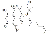 CAS 登录号：110200-33-4， 3,4alpha-二氯-9-偶氮基-10alpha-[(2E)-3,7-二甲基辛-2,6-二烯基]-8-羟基-2,2,7-三甲基-5,10-二氧代-3,4-二氢苯并[g]苯并吡喃-6-醇