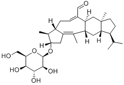 CAS 登录号:122535-46-0, (2S-(2alpha,3beta,3abeta,6aalpha,7aalpha,10beta,10abeta,11abeta))-1,2,3,3a,4,6a,7,7a,8,9,10,10a,11,11a-十四氢-10-(1-甲基乙基)-3,7a,12-三甲基-2-(beta-D-吡喃木糖基氧基)-环戊二烯并(4,5)环辛四烯并(1,2-f)茚-6-甲醛