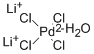 CAS 登录号：123334-21-4， (SP-4-1)-四氯-钯酸二锂盐水合物
