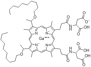 CAS 登录号:135099-39-7, 2,4-二(1-癸基氧基乙基)-镓(III)-1,3,5,8-四甲基卟啉-6,7-二丙酰基二天冬氨酸