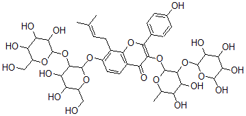 CAS#: 137218-01-0, 7-[4,5-Dihydroxy-6-(Hydroxymethyl)-3-[3,4,5-Trihydroxy-6-(Hydroxymethyl)Oxan-2-Yl]Oxyoxan-2-Yl]Oxy-3-[4,5-Dihydroxy-6-Methyl-3-(3,4,5,6-Tetrahydroxyoxan-2-Yl)Oxyoxan-2-Yl]Oxy-2-(4-Hydroxyphenyl)-8-(3-Methylbut-2-Enyl)Chromen-4-One