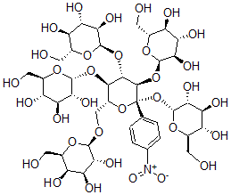 CAS 登录号：140694-63-9， (2R,3S,4S,5R,6R)-2-(羟基甲基)-6-[(2R,3R,4S,5R,6R)-2-(4-硝基苯基)-2,3,5-三[[(2R,3R,4S,5S,6R)-3,4,5-三羟基-6-(羟基甲基)四氢吡喃-2-基]氧基]-6-[[(2R,3R,4S,5S,6R)-3,4,5-三羟基-6-(羟基甲基)四氢吡喃-2-基]氧基甲基]四氢吡喃-4-基]氧基四氢吡喃-3,4,5-三醇