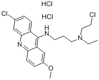CAS 登录号:146-59-8, N-(2-氯乙基)-N'-(6-氯-2-甲氧基吖啶-9-基)-N-乙基丙烷-1,3-二胺二盐酸盐