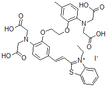 CAS 登录号：150669-69-5， 2-[[2-[2-[2-(二(羧甲基)氨基)-5-[(E)-2-(3-乙基-1,3-苯并噻唑-3-鎓-2-基)乙烯基]苯氧基]乙氧基]-4-甲基苯基]-(羧甲基)氨基]乙酸碘化物