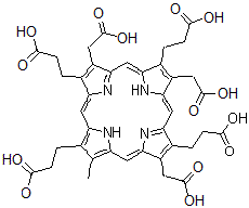CAS 登录号：163894-03-9， 3,3',3'',3'''-[3,8,13-三(羧甲基)-17-甲基-2,7,12,18-卟啉四基]四丙酸