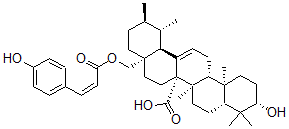 CAS 登录号：165171-15-3， (1S,2R,4aS,6aR,6aR,6bR,8aR,10S,12aR,14bS)-10-羟基-4a-[[(Z)-3-(4-羟基苯基)丙-2-烯酰基]氧基甲基]-1,2,6b,9,9,12a-六甲基-2,3,4,5,6,6a,7,8,8a,10,11,12,13,14b-十四氢-1H-苉-6a-羧酸