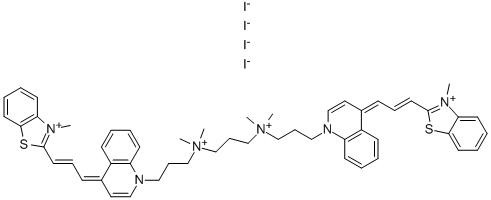CAS 登录号：166196-17-4， [7-二甲基铵亚基-1,9-二[4-[(E,3Z)-3-(3-甲基-1,3-苯并噻唑-2-亚基)丙-1-烯基]喹啉-1-鎓-1-基]壬烷-3-亚基]-二甲基铵四碘化物