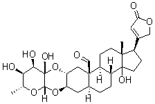 CAS 登录号：20304-49-8， 3beta,2alpha-[[(2S,3S,4R,5S,6R)-四氢-3,4,5-三羟基-6-甲基-2H-吡喃-2,3-二基]二氧基]-14-羟基-19-氧代-5alpha-心甾-20(22)-烯内酯