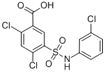 CAS 登录号：21525-21-3， 2,4-二氯-5-(3-氯-苯基氨基磺酰基)-苯甲酸