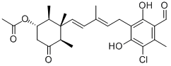 CAS 登录号：22738-98-3， 3-[(2E,4E)-5-[(1S,2S,3S,6R)-3-(乙酰氧基)-1,2,6-三甲基-5-氧代环己基]-3-甲基-2,4-戊二烯-1-基]-5-氯-2,4-二羟基-6-甲基-苯甲醛
