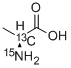 CAS 登录号：285977-86-8， L-丙氨酸-2-13C-15N