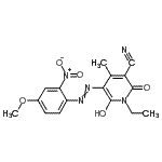CAS 登录号：49744-42-5， 1-乙基-6-羟基-5-[(4-甲氧基-2-硝基苯基)偶氮]-4-甲基-2-氧代-1,2-二氢-3-吡啶甲腈