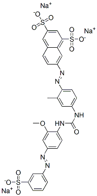 CAS 登录号：67969-87-3， 7-[[4-[[[[2-甲氧基-4-[(3-磺酸基苯基)偶氮]苯基]氨基]羰基]氨基]-O-甲苯基]偶氮]萘-1,3-二磺酸三钠