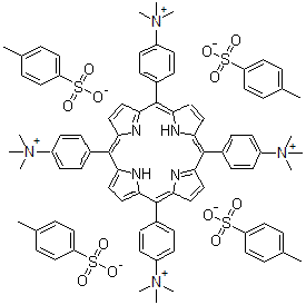 CAS 登录号:69458-20-4, 4,4',4'',4'''-(5,10,15,20-卟啉四基)四(N,N,N-三甲基苯铵)四(4-甲基苯磺酸盐)