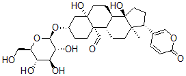 CAS 登录号：72947-90-1， (3S,5S,8R,9S,10S,13R,14S,17R)-5,14-二羟基-13-甲基-17-(6-氧代吡喃-3-基)-3-[(2R,3R,4S,5S,6R)-3,4,5-三羟基-6-(羟基甲基)四氢吡喃-2-基]氧基-2,3,4,6,7,8,9,11,12,15,16,17-十二氢-1H-环戊并[a]菲-10-甲醛