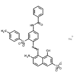 CAS 登录号：85650-67-5， 钠6-氨基-5-({4-(苯甲酰基氨基)-2-[(4-甲基苯基)磺酰基]苯基}偶氮)-4-羟基-2-萘磺酸酯