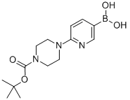 CAS 登录号：919347-67-4， 6-(4-叔丁氧羰基-哌嗪-1-基)吡啶-3-硼酸