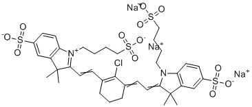 CAS 登录号：1252007-83-2, 3,3-二甲基-2-[2-[2-氯-3-[2-[1,3-二氢-3,3-二甲基-5-磺基-1-(4-磺基丁基)-2H-吲哚-2-亚基]-亚乙基]-1-环己烯-1-基]-乙烯基]-5-磺基-1-(4-磺基丁基)-3H-吲哚鎓氢氧化物,内盐,三钠盐
