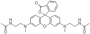 CAS 登录号：203580-78-3 (1022835-74-0), N,N'-[(3-氧代螺[异苯并呋喃-1(3H),9'-[9H]氧杂蒽]-3',6'-二基)二[(甲基亚胺)-2,1-乙二基]]二乙酰胺