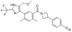 CAS 登录号：2097262-58-1, 4-[1-[5-[5-(甲氧基甲基)-2-(三氟甲基)-1H-咪唑-4-基]-2,4-二甲基苯甲酰]氮杂环丁-3-基]苯甲腈