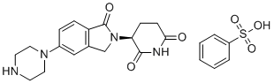 CAS 登录号：2229714-16-1, (S)-3-(1-氧代-5-(哌嗪-1-基)异吲哚-2-基)哌啶-2,6-二酮苯磺酸盐