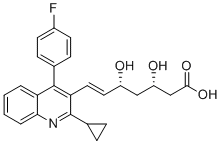 CAS 登录号：254452-88-5, (3S,5R,E)-7-(2-环丙基-4-(4-氟苯基)喹啉-3-基)-3,5-二羟基庚-6-烯酸