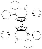 CAS 登录号：494227-35-9, (1R,1'R)-1,1'-双(二环己基膦)-2,2'-双[(R)-(二甲基氨基)苯基甲基]二茂铁