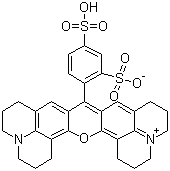 CAS # 60311-02-6, Sulforhodamine 101, Hydrogen 9-(2,4-disulphonatophenyl)-2,3,6,7,12,13,16,17-octahydro-1H,5H,11H,15H-xantheno[2,3,4-ij:5,6,7-i'j']diquinolizin-18-ium