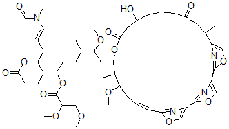CAS 登录号：100045-74-7， 4-O-Acetyl-21-O-De(Aminocarbonyl)-27-Demethoxy-4-O,23,26-Tridemethyl-6-Deoxo-25-Deoxy-6-(2,3-Dimethoxy-1-Oxopropoxy)-27-Methyl-25-Oxokabiramide C