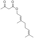 CAS 登录号:10032-00-5, (E)-3,7-二甲基-2,6-辛二烯基乙酰乙酸酯
