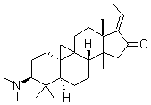 CAS 登录号：10088-21-8， (3beta,5alpha,17E)-3-(二甲基氨基)-4,4,14-三甲基-9,19-环孕甾-17(20)-烯-16-酮