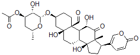 CAS 登录号：101329-50-4， [(2S,3S,4R,6R)-2-[[(3S,5S,8R,9S,10S,11S,13R,14S,17R)-10-甲酰基-5,11,14-三羟基-13-甲基-12-氧代-17-(6-氧代吡喃-3-基)-1,2,3,4,6,7,8,9,11,15,16,17-十二氢环戊烯并[a]菲-3-基]氧基]-3-羟基-6-甲基四氢吡喃-4-基]乙酸酯