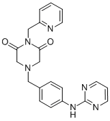 CAS 登录号:102233-14-7, 1-(2-吡啶甲基)-4-(P-(2-嘧啶基氨基)苄基)-2,6-哌嗪二酮