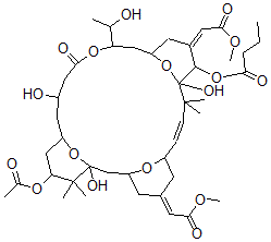 CAS 登录号:102604-78-4, (1S,3S,5Z,7R,8E,11S,12S,13E,15S,17R,21R,23R,25S)-25-(乙酰氧基)-1,11,21-三羟基-17-(1R)-1-羟基乙基-5,13-二(2-甲氧基-2-氧代乙亚基)-10,10,26,26-四甲基-19-氧代-18,27,28,29-四氧杂四环21.3.1.13,7.111,15二十九碳-8-烯-12-基-丁酸