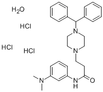 CAS 登录号:107314-65-8, 3-(4-二苯甲基哌嗪-1-基)-N-(3-二甲基氨基苯基)丙酰胺三盐酸盐