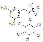CAS 登录号:107959-15-9, 6-(二甲氧基硫代膦酰硫基甲基)-1,3,5-三嗪-2,4-二胺;1,2,3,4,5,6-六氯环己烷