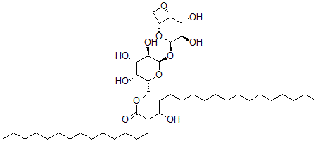 CAS 登录号：108855-10-3， [(2R,3R,4S,5R,6R)-6-[[(1R,2R,3R,4R,6R)-2,3-二羟基-5,8-二氧杂双环[4.2.0]辛烷-4-基]氧基]-3,4,5-三羟基四氢吡喃-2-基]甲基3-羟基-2-十四烷基十八烷酸酯