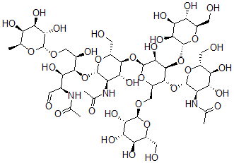 CAS 登录号：110402-13-6， N-[(2S,3R,4R,5S,6R)-5-[(2S,3S,4R,5R,6R)-5-[(2S,3R,4R,5S,6R)-3-乙酰氨基-4,5-二羟基-6-(羟基甲基)四氢吡喃-2-基]氧基-3-羟基-4-[(2R,3S,4S,5S,6R)-3,4,5-三羟基-6-(羟基甲基)四氢吡喃-2-基]氧基-6-[[(2R,3S,4S,5S,6R)-3,4,5-三羟基-6-(羟基甲基)四氢吡喃-2-基]氧基甲基]四氢吡喃-2-基]氧基-2-[(2R,3S,4R,5R)-5-乙酰氨基-2,4-二羟基-6-氧代-1-[(2R,3S,4R,5S,6S)-3,4,5-三羟基-6-甲基-四氢吡喃-2-基]氧基-己烷-3-基]氧基-4-羟基-6-(羟基甲基)四氢吡喃-3-基]乙酰胺