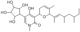 CAS 登录号：11055-06-4， 3-[(6S)-6-[(E,4S,6R)-4,6-二甲基辛-2-烯-2-基]-5-甲基-3,6-二氢-2H-吡喃-2-基]-2-羟基-1-甲基-5-[(2R,3S,4R,5R)-2,3,4,5-四羟基环戊基]吡啶-4-酮