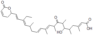 CAS 登录号:111278-00-3, (2E,10E,12E,16E,18E)-17-乙基-6-羟基-3,5,7,9,11,15-六甲基-8-氧代-19-(6-氧代-2,3-二氢吡喃-2-基)十九碳-2,10,12,16,18-五烯酸