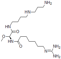 CAS 登录号：114760-35-9， N-[(1S)-2-[4-(3-氨基丙基氨基)丁基氨基]-1-甲氧基-2-氧代乙基]-7-(二氨基亚甲基氨基)庚酰胺