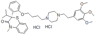 CAS 登录号:115043-27-1, R-(+)-3,4-二氢-2-异丙基-4-甲基-2-(2-(4-(4-(2(3,4,5-三甲氧基苯基)乙基)哌嗪基)丁氧基)苯基)-2H-1,4-苯并噻嗪-3-酮-二盐酸盐