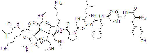 CAS 登录号：117397-70-3， 甘氨酰-脯氨酰-(赖氨酰-肌氨酰-肌氨酰-肌氨酰)2-甲酯-亮氨酰-脑啡肽