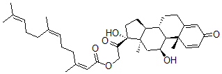 CAS 登录号：118244-45-4， [2-[(8S,9S,10S,11S,13S,14S,17R)-11,17-二羟基-10,13-二甲基-3-氧代-7,8,9,11,12,14,15,16-八氢-6H-环戊二烯并[a]菲-17-基]-2-氧代-乙基]3,7,11-三甲基十二碳-2,6,10-三烯酸酯