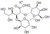 CAS 登录号：122871-01-6， alpha-D-吡喃半乳糖基-(1-6)-alpha-D-吡喃半乳糖基-(1-6)-D-葡萄糖酸单钾盐