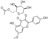 CAS 登录号：123442-25-1， [(2R,3S,4S,5R,6S)-3,4,5-三羟基-6-[5-羟基-2-(4-羟基苯基)-7-甲氧基-4-氧代苯并吡喃-3-基]氧基四氢吡喃-2-基]甲基乙酸酯